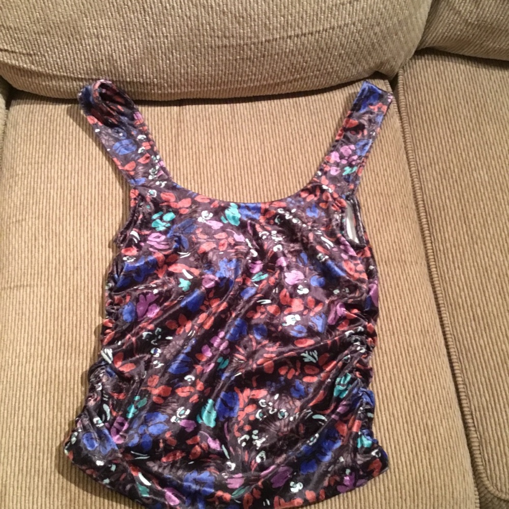 Free people velvet eyelet back closure top